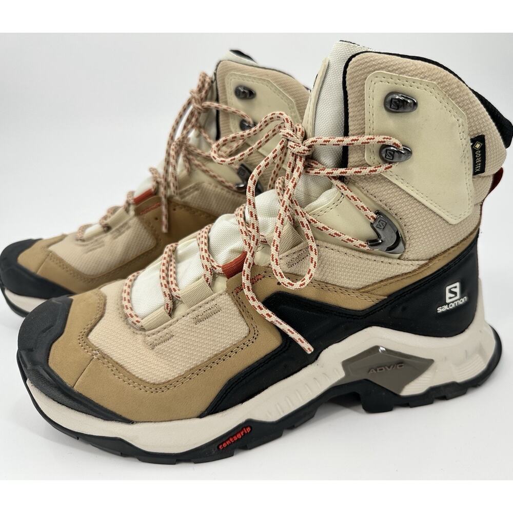 SALOMON Women Size 7.5 Khaki Suede Contagrip Gore-Tex Ortholite Hiking Boots - Picture 5 of 10